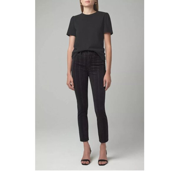 Citizens of Humanity Olivia High Rise Slim Corduroy Pants in Cosmic Gray - Picture 1 of 8